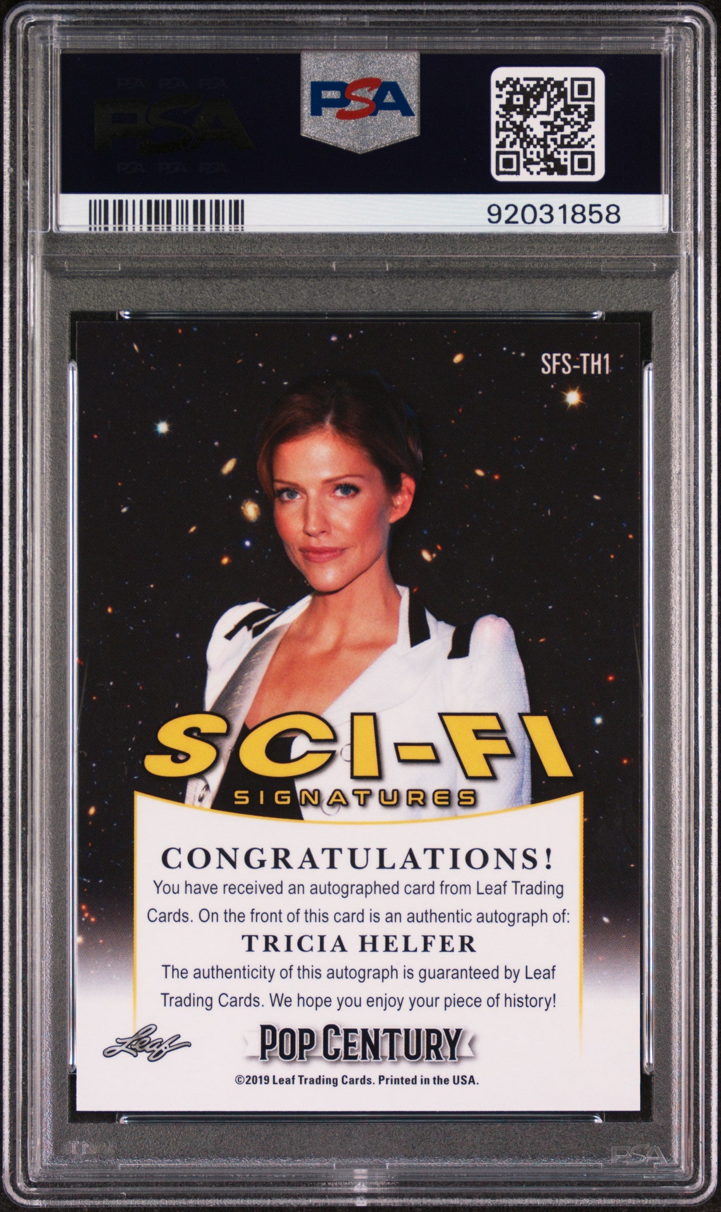 Tricia Helfer 2019 Leaf Metal Pop Century Sci-Fi Signatures AUTO Silver PSA 10