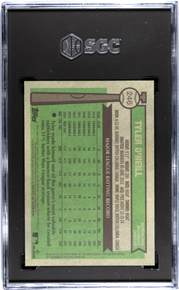2025 Topps Heritage Tyler O'neill #246 Chrome Gold Refractor SGC 10 /50 POP 1
