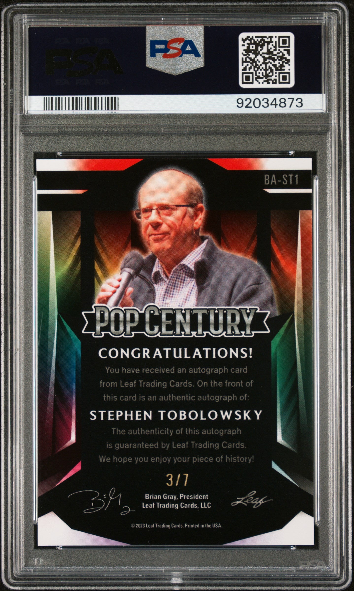 Stephen Tobolowsky 2023 Leaf Metal Pop Century Autograph AUTO Green #3/7 PSA 10