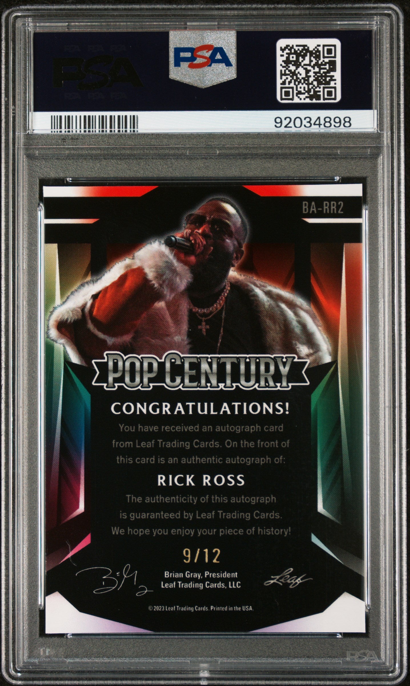 Rick Ross 2023 Leaf Metal Pop Century Autograph AUTO #9/12 Purple Wave PSA 10