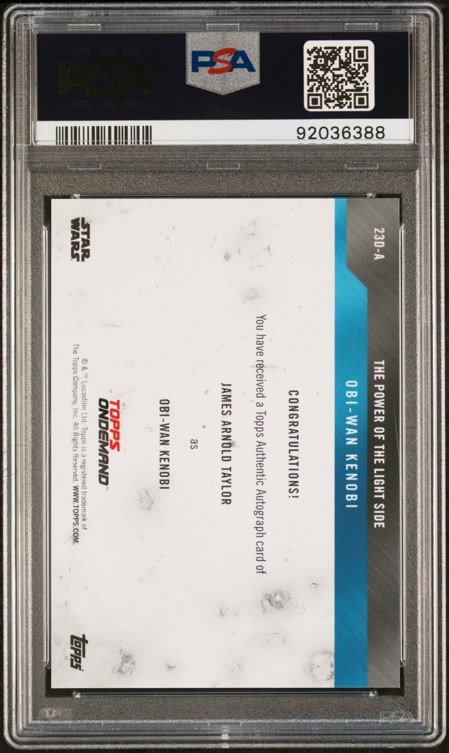 James Arnold Taylor 2019 Topps Star Wars Gold #1/1 AUTO Obi-Wan Kenobi PSA 9