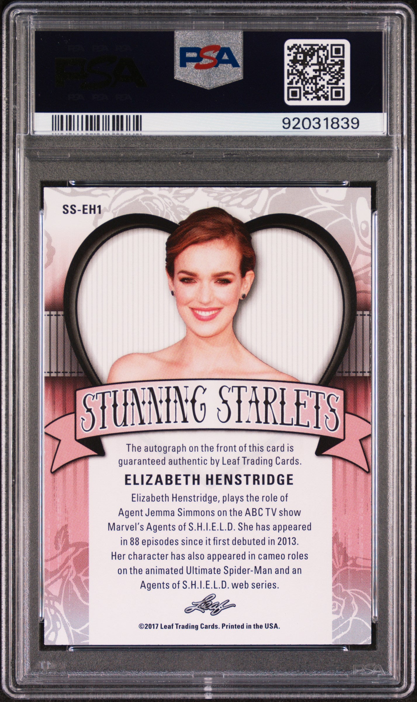 Elizabeth Henstridge 2017 Leaf Pop Century Stunning Starlets AUTO PSA 9