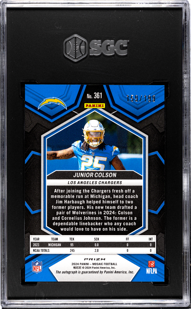 2024 Panini Mosaic Junior Colson #361 Autograph Red Prizm SGC 9 POP 1
