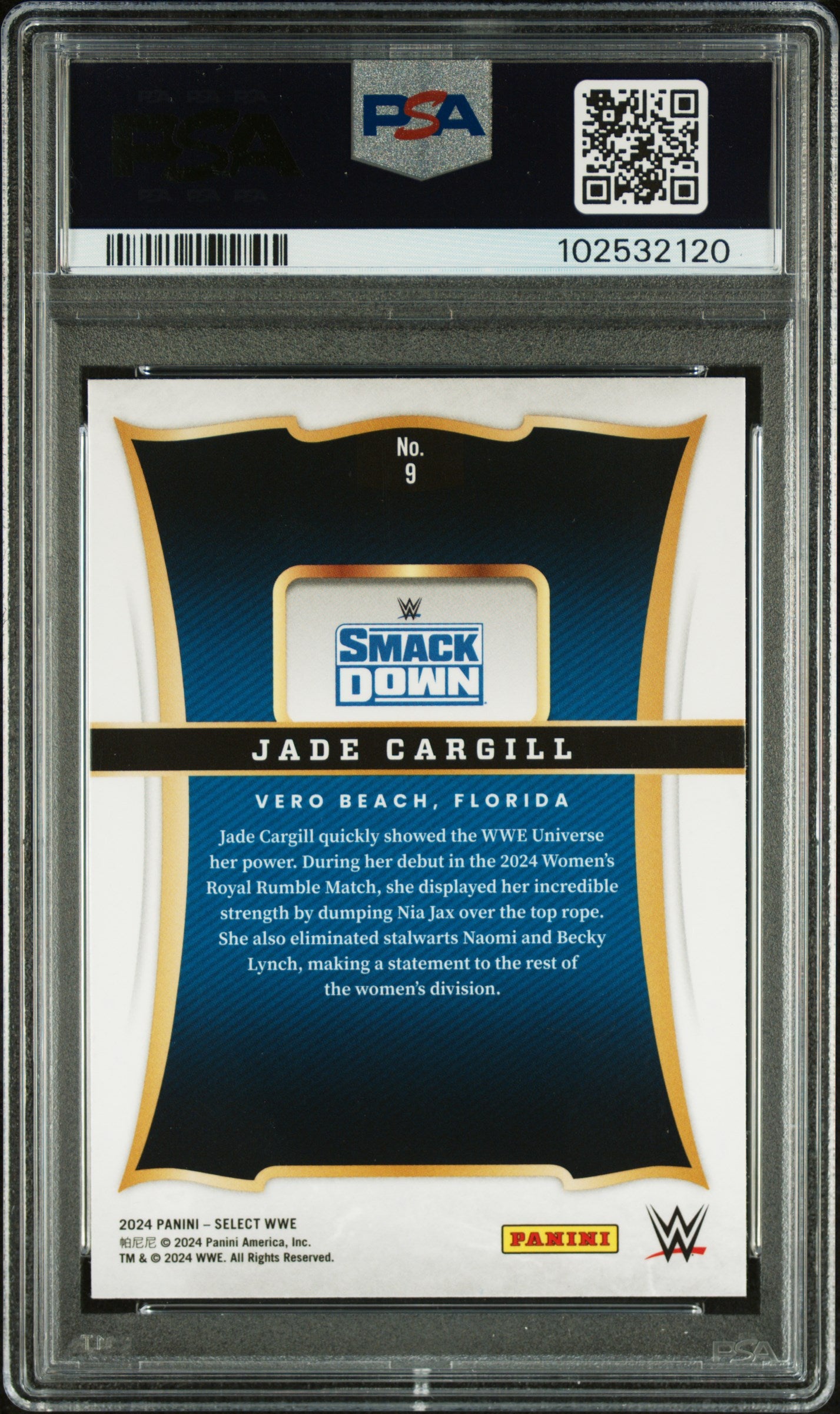 2024 Panini Select WWE Select Throwback Jade Cargill #9 PSA 9 POP 1