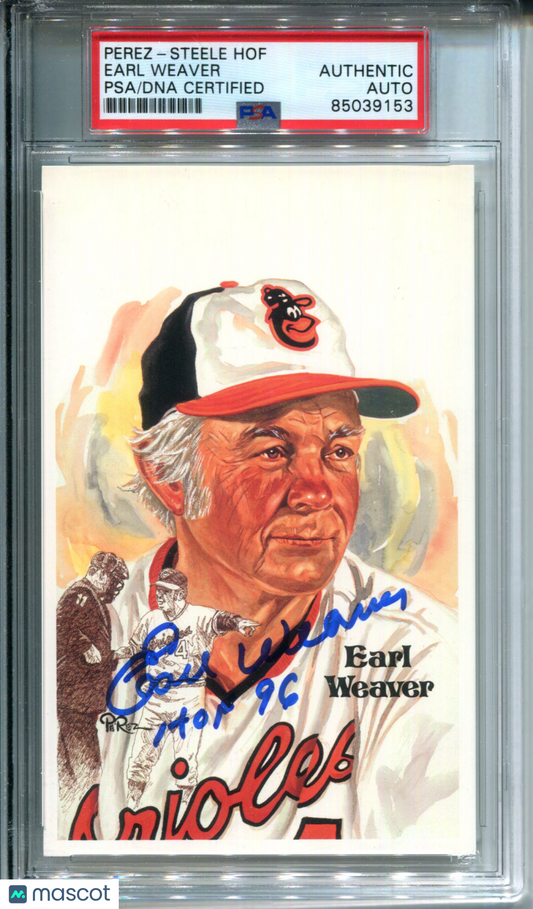 Perez Steele HOF Postcard Signed AUTO Autograph PSA Authentic Earl Weaver