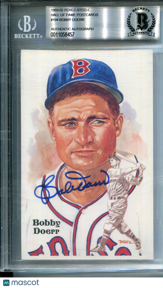 1980 Perez-Steele Hall of Fame Postcard Bobby Doerr BVG Authentic AUTO Signed