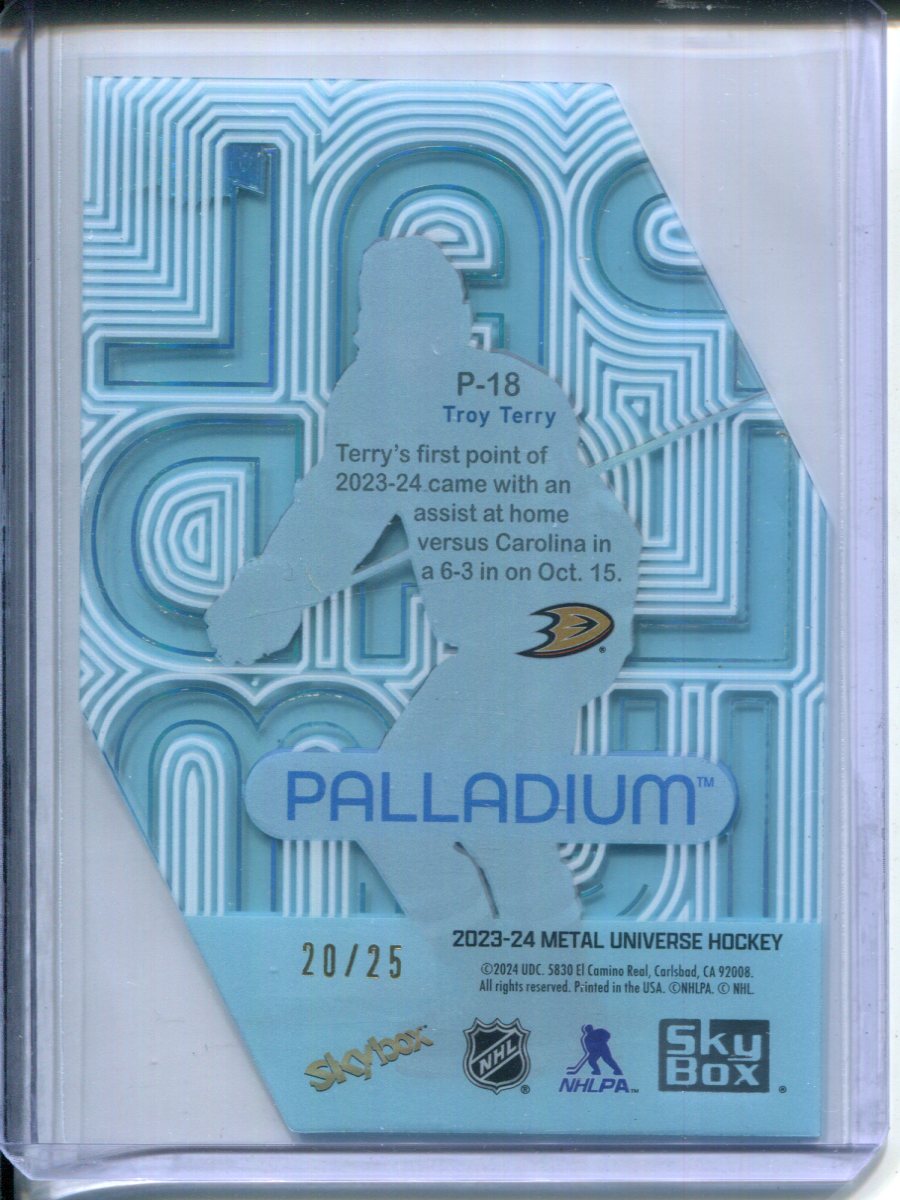 2023-24 Metal Universe Hockey Troy Terry Palladium SPECTRUM  #P-19 #20/25