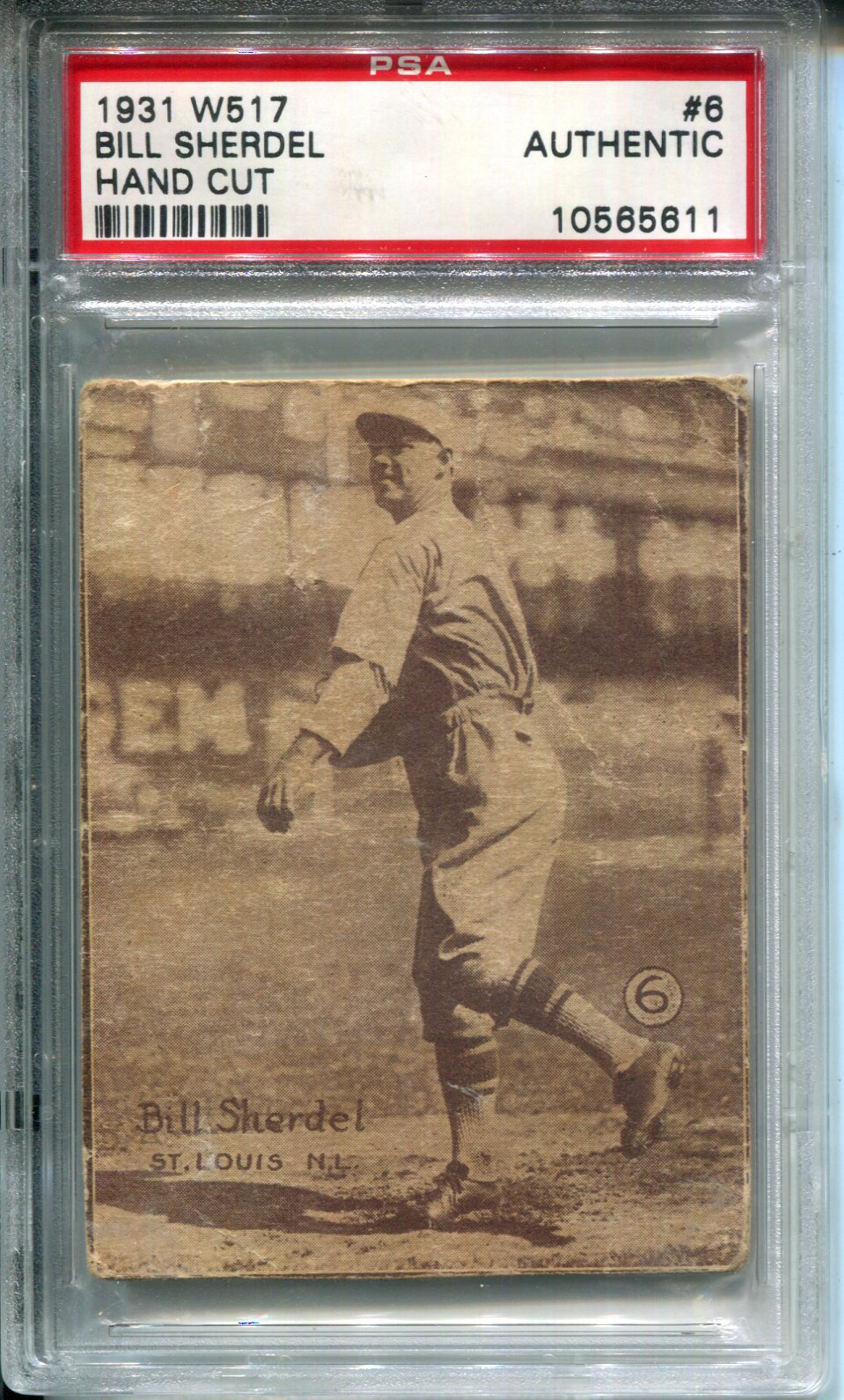 1931 W517 Bill Sherdel #6 Hand Cut PSA Authentic