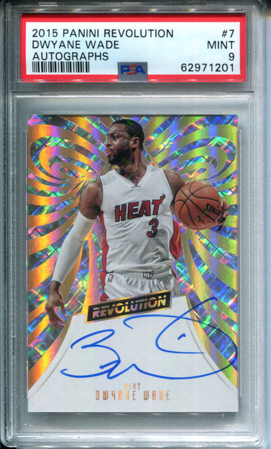 2015-16 Panini Revolution Autograph Dwyane Wade #7 ON CARD AUTO PSA 9