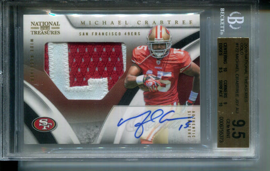 2009 National Treasures Rookie Gold #15/25 (Jersey #) Michael Crabtree BGS 9.5