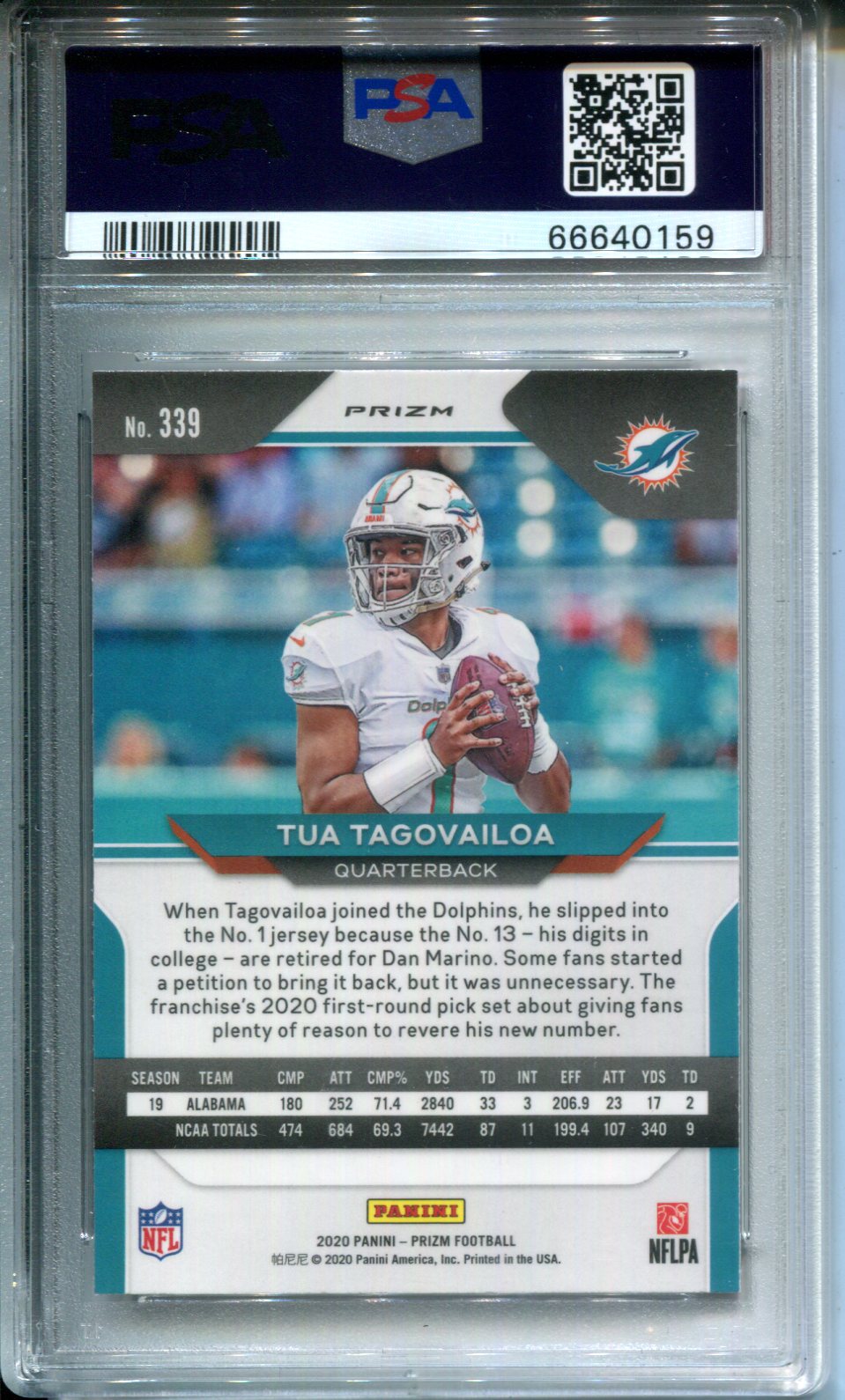 2020 Panini Prizm Tua Tagovailoa #339 Red Ice Rookie Dolphins PSA 10