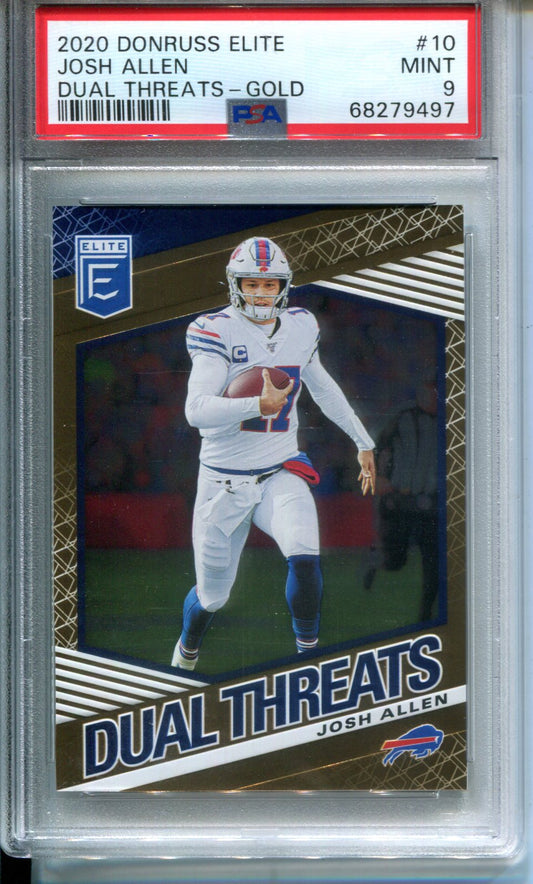 2020 Panini Donruss Elite Dual Threats Josh Allen Dual Threats Gold #3/5 PSA 9