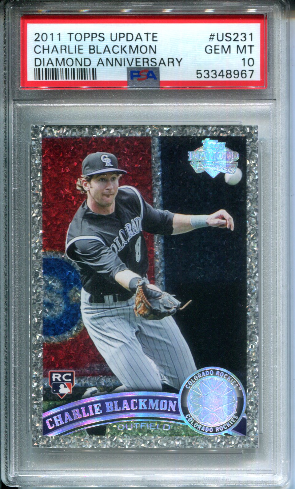 2011 Topps Update Charlie Blackmon #US231 Diamond Anniversary PSA 10 Rookie