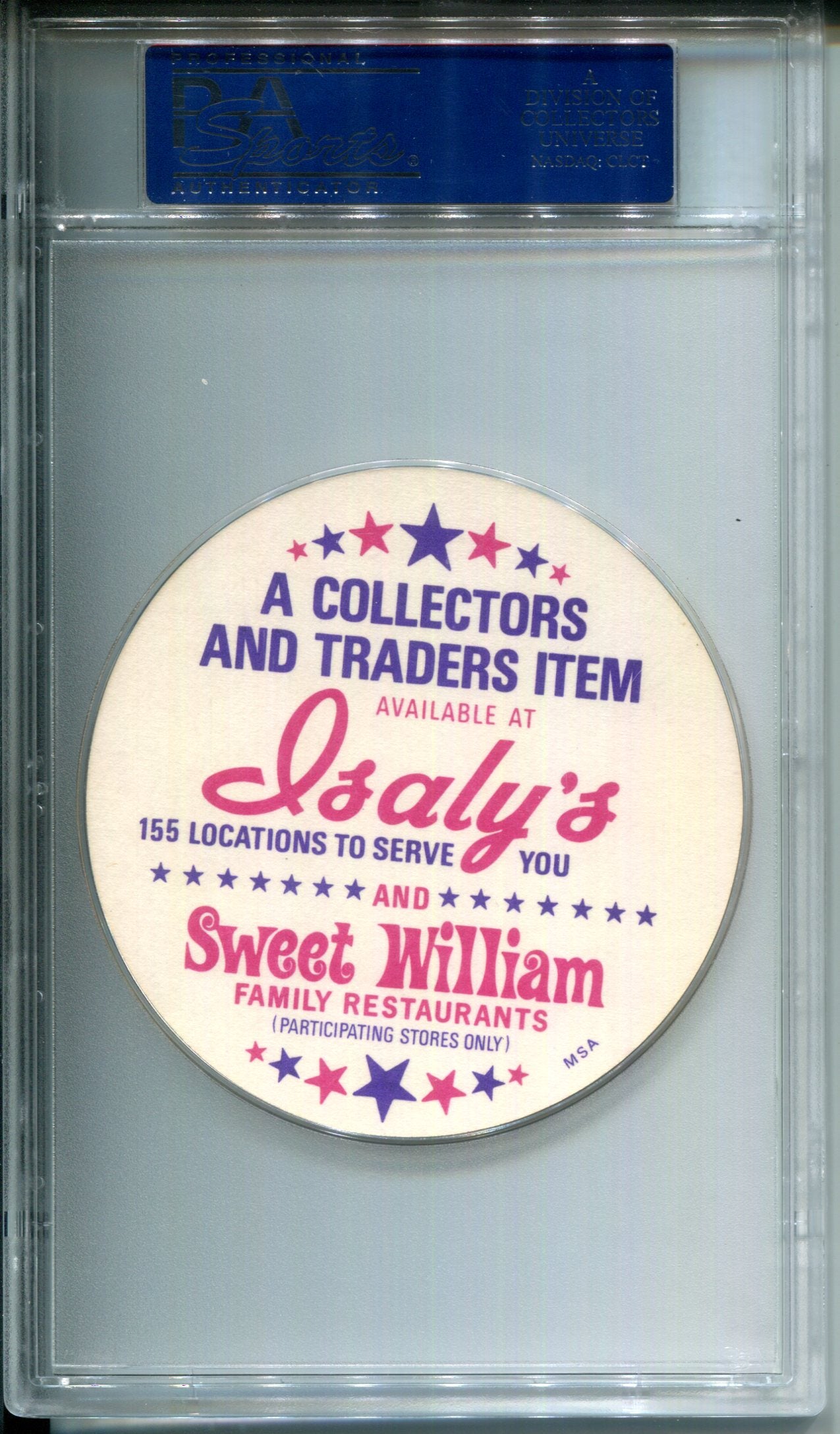 1976 Isaly's Sweet William Disc Hank Aaron Sweet William Discs PSA 10