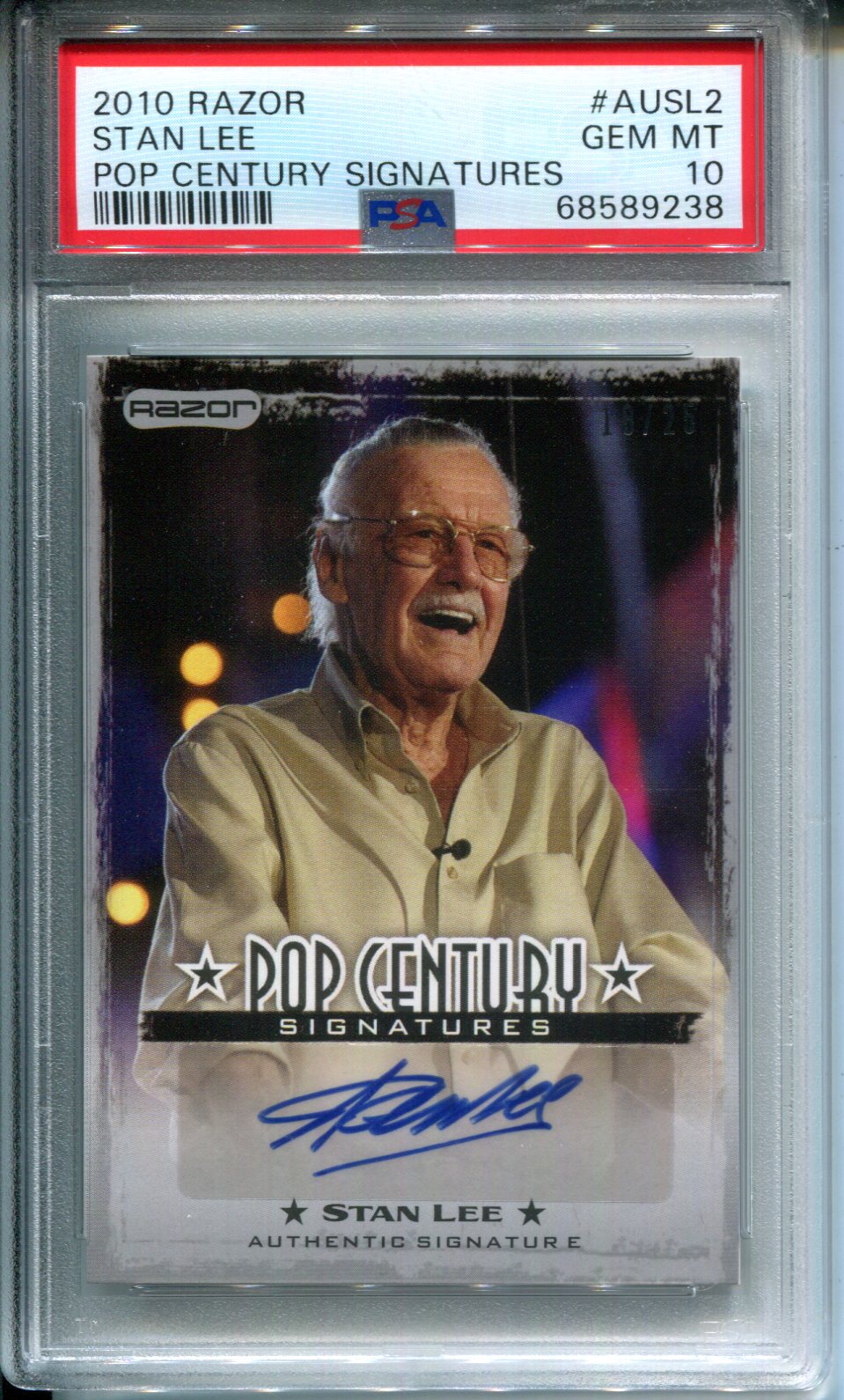 Stan Lee 2010 Razor Pop Century Signatures AUTO #18/25 PSA 10