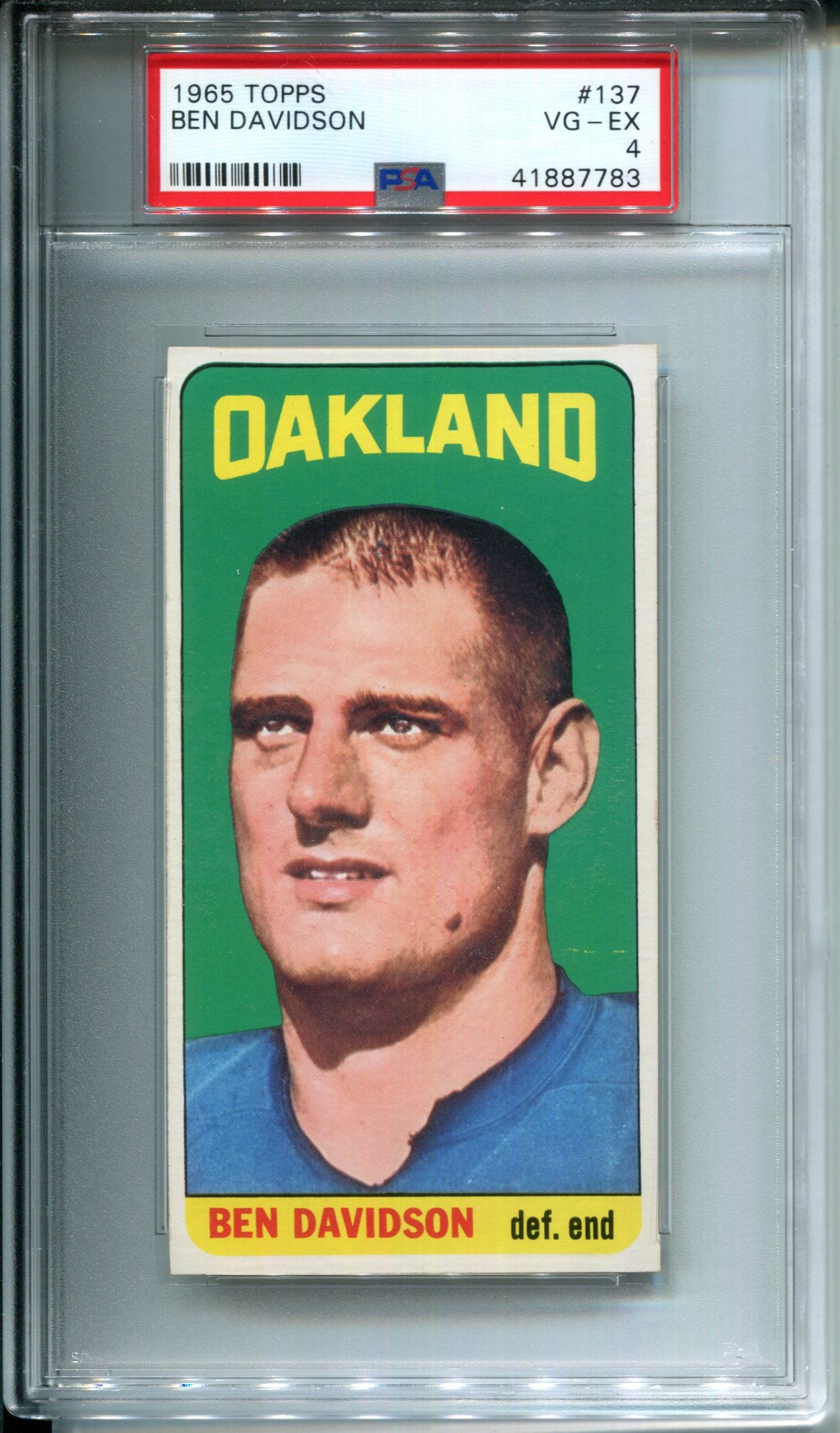 1965 Topps Ben Davidson #137 PSA 4 Rookie