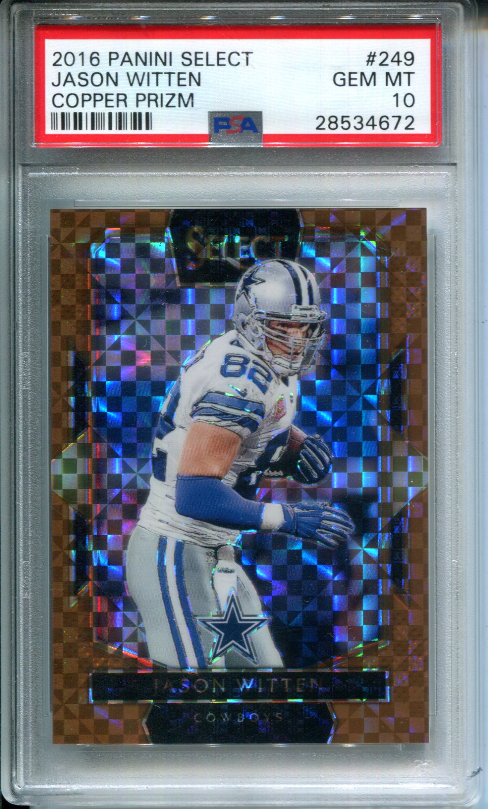 2016 Panini Select Jason Witten #249 Copper Prizm #38/49 PSA 10