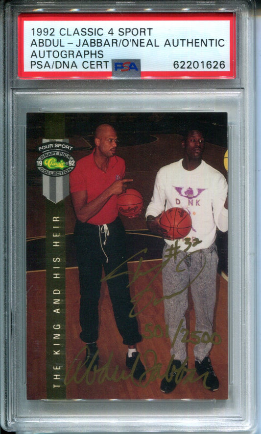 1992 Classic 4 Sport Shaquille O'Neal Kareem Abdul-Jabbar AUTO PSA Auth.