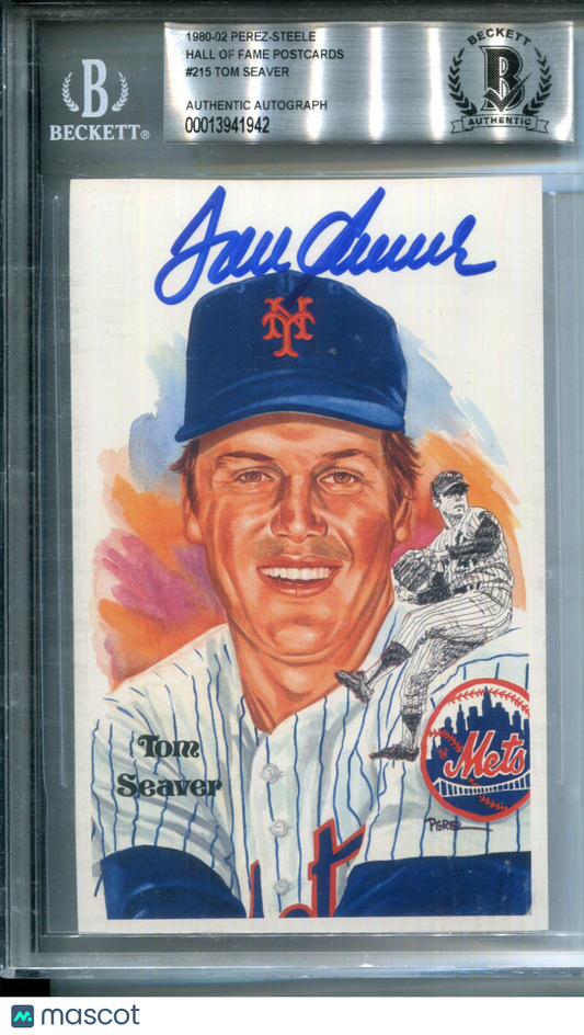 1980 Perez-Steele Hall of Fame Postcard Tom Seaver BVG Authentic AUTO Signed