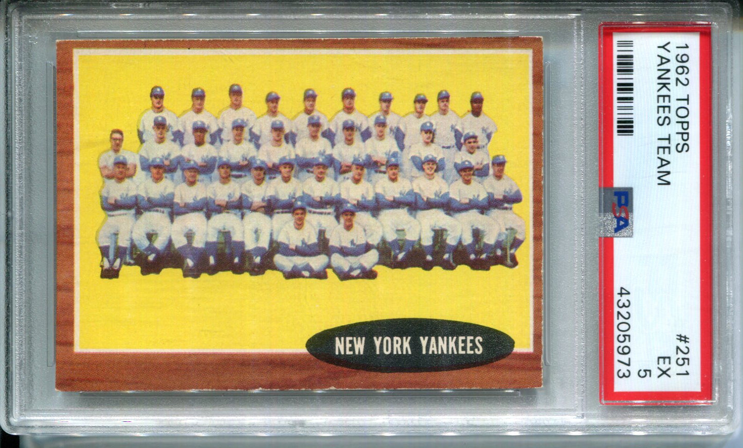 1962 Topps Yankees Team #251 PSA 5