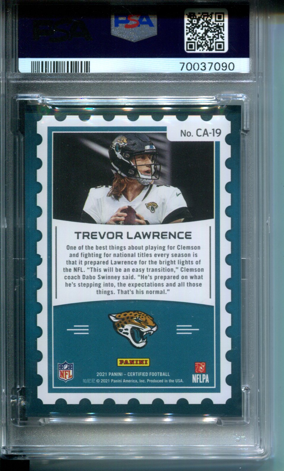 2021 Panini Certified Air Trevor Lawrence #CA19 SP Case Hit PSA 9