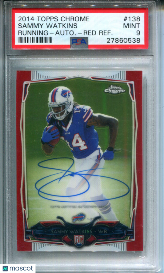 2014 Topps Chrome Sammy Watkins #138 Running AUTO Red Refractor #5/5 PSA 9
