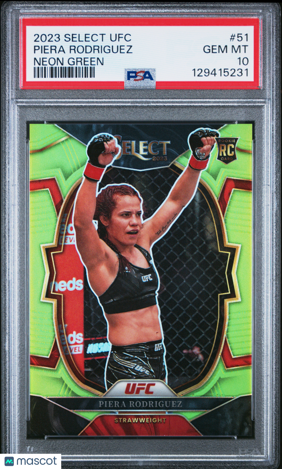 2023 Panini Select UFC Piera Rodriguez #51 Neon Green PSA 10 /75 pop 1