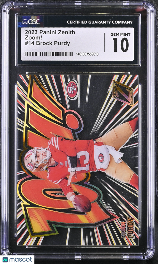 2023 Panini Zenith Brock Purdy #14 Zoom! CGC 10 POP 3
