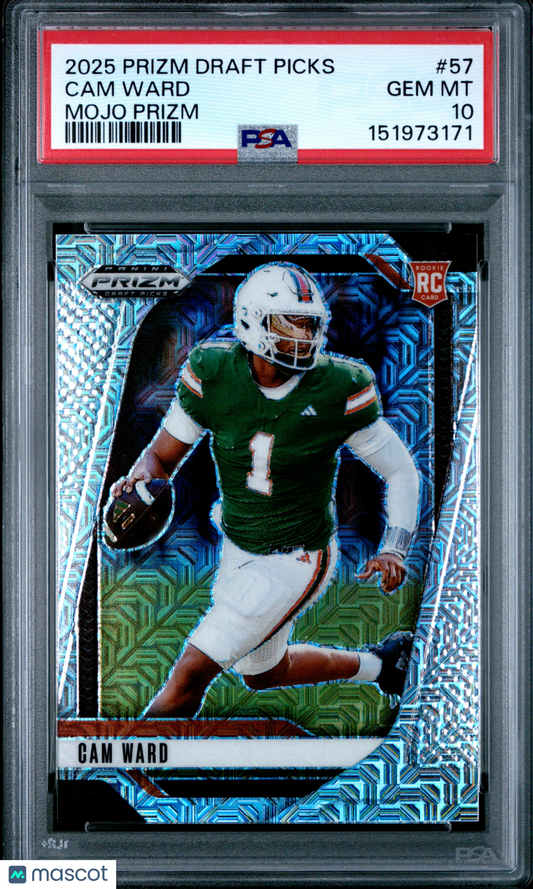 2025 Panini Prizm Draft Picks Cam Ward #57 Mojo PSA 10 16/25 pop 1