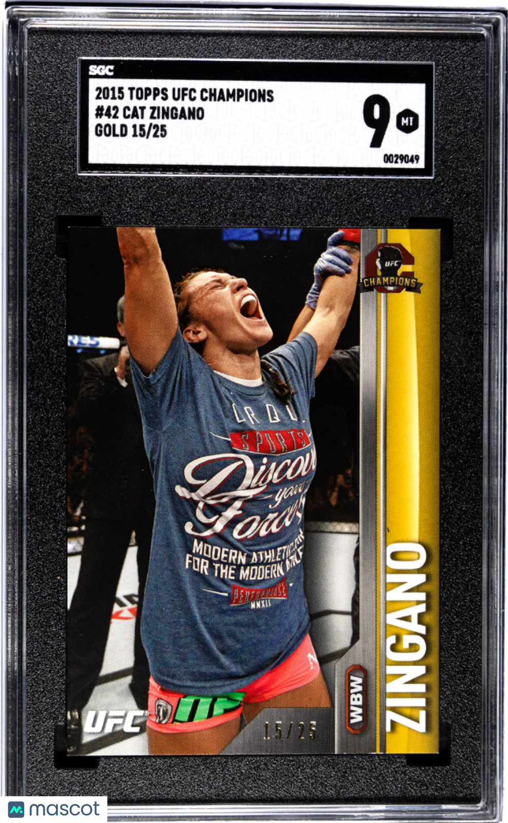2015 Topps Ufc Champions Cat Zingano #42 Gold SGC 9 pop 1 /25