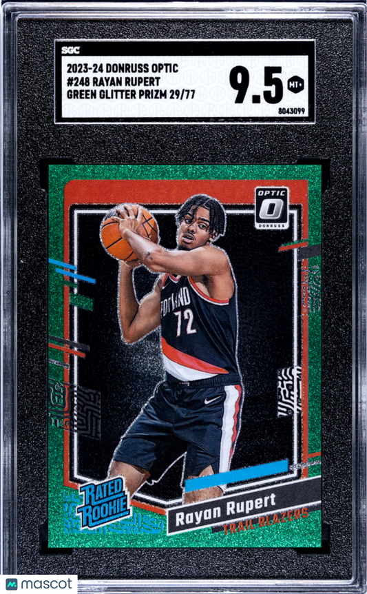 2023-24 Donruss Optic Rayan Rupert #248 Green Glitter Prizm SGC 9.5 /77 pop 1
