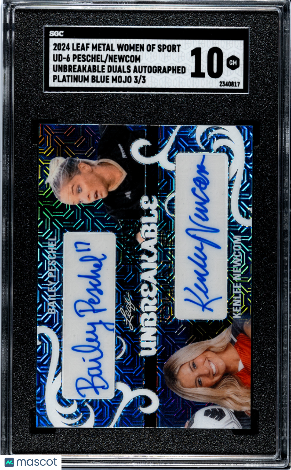 2024 Leaf Metal Women Of Sport Kenlee Newcom Bailey Peschel AUTO #3/3 SGC 10
