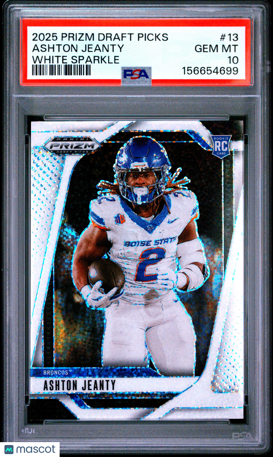 2025 Panini Prizm Draft Picks Ashton Jeanty #13 White Sparkle PSA 10 POP 1