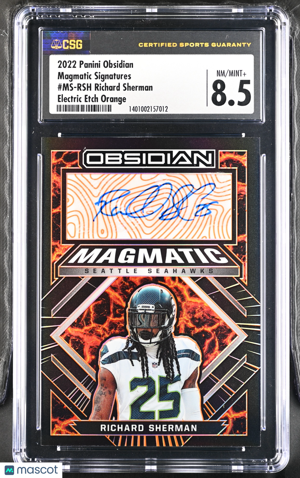 2022 Obsidian Richard Sherman Electric Etch Orange Magmatic Signatures CGC 8.5