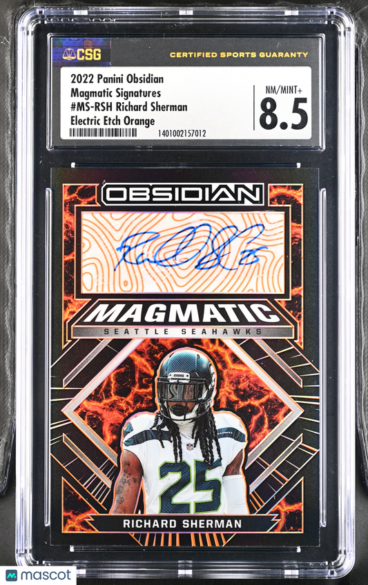 2022 Obsidian Richard Sherman Electric Etch Orange Magmatic Signatures CGC 8.5