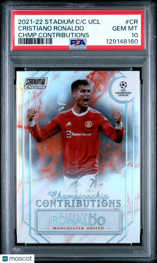2021-22 Stadium Club Chrome Championship Contributions Cristiano Ronaldo PSA 10