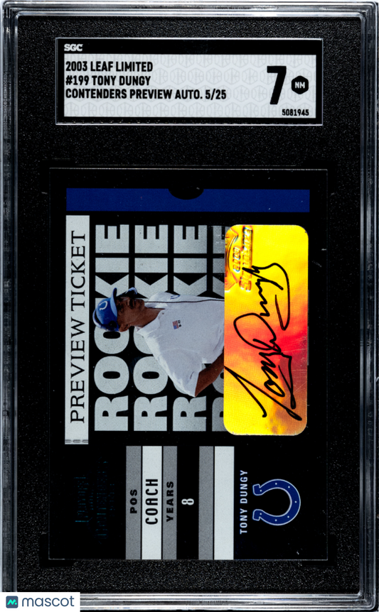2003 Leaf Limited Tony Dungy Contenders Preview #5/25 Auto SGC 7 None Higher