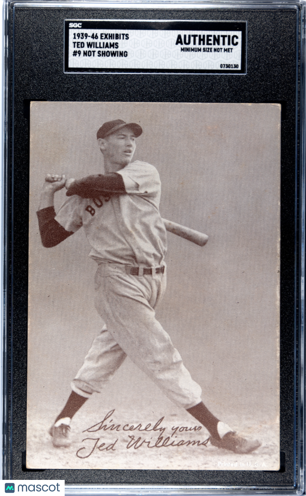 1939 Exhibits Ted Williams #9 Not Showing SGC A