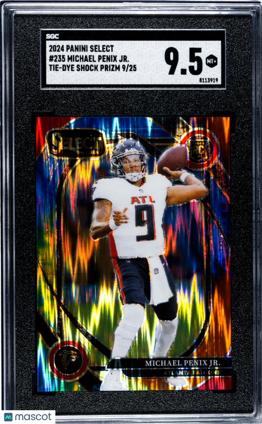 2024 Select Michael Penix JR. #235 Tie Dye Prizm #9/25 (JERSEY MATCH) SGC 9.5