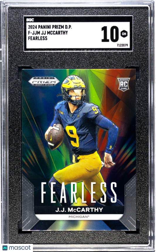 2024 Panini Prizm Draft Picks JJ Mccarthy #F-JJM Fearless SGC 10 pop 2