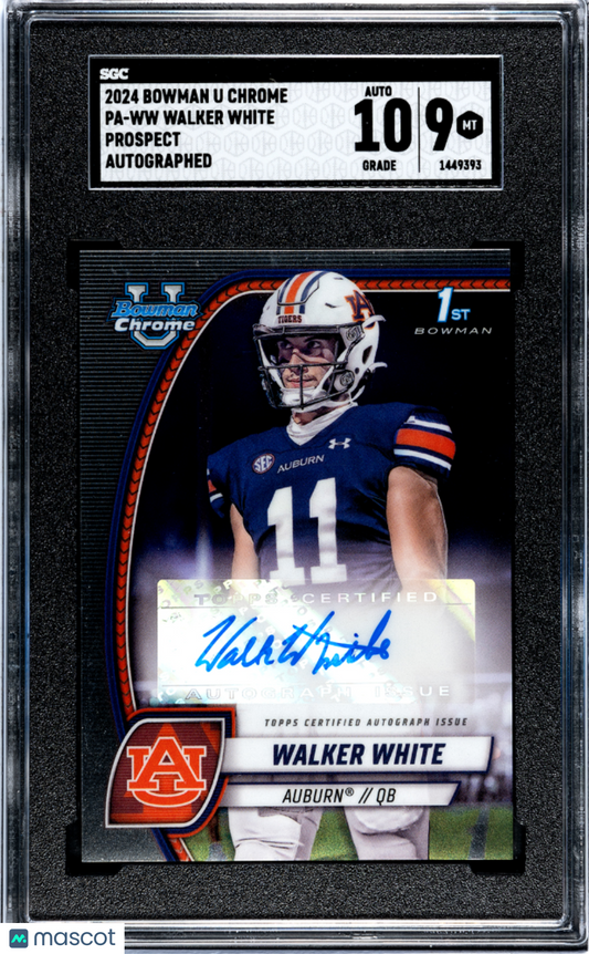2024 Bowman U Chrome Walker White #PA-WW Pros. Auto SGC 9 POP 1