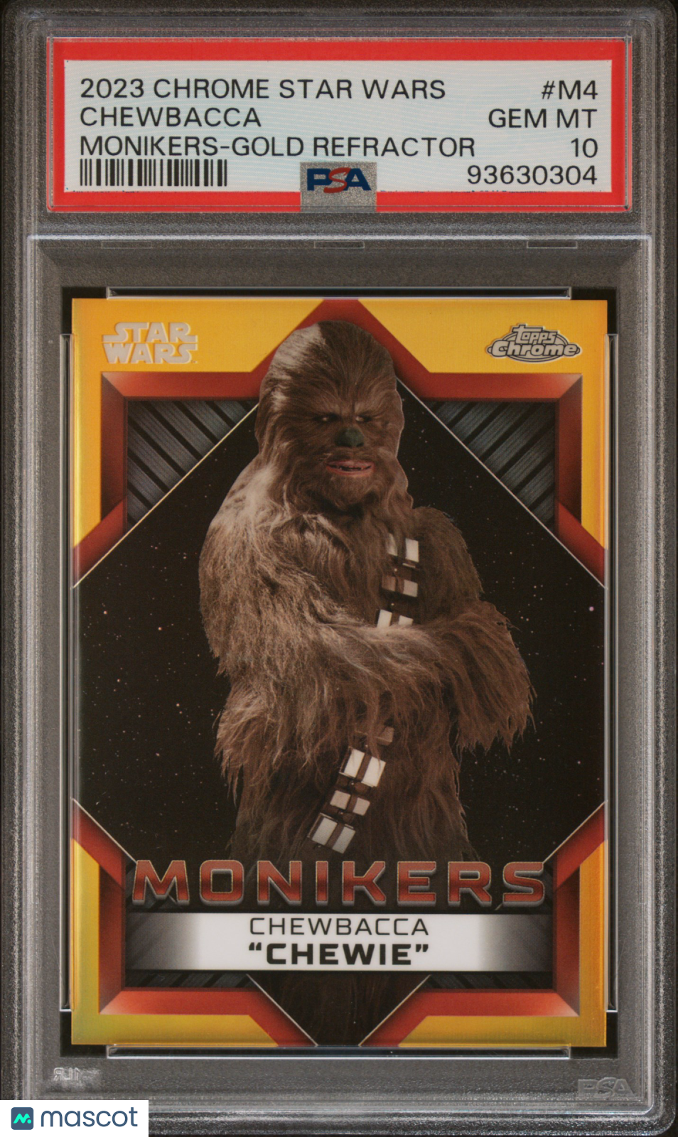 Chewbacca 2023 Topps Chrome Star Wars Monikers Gold Refractor PSA 10 /50 pop 4