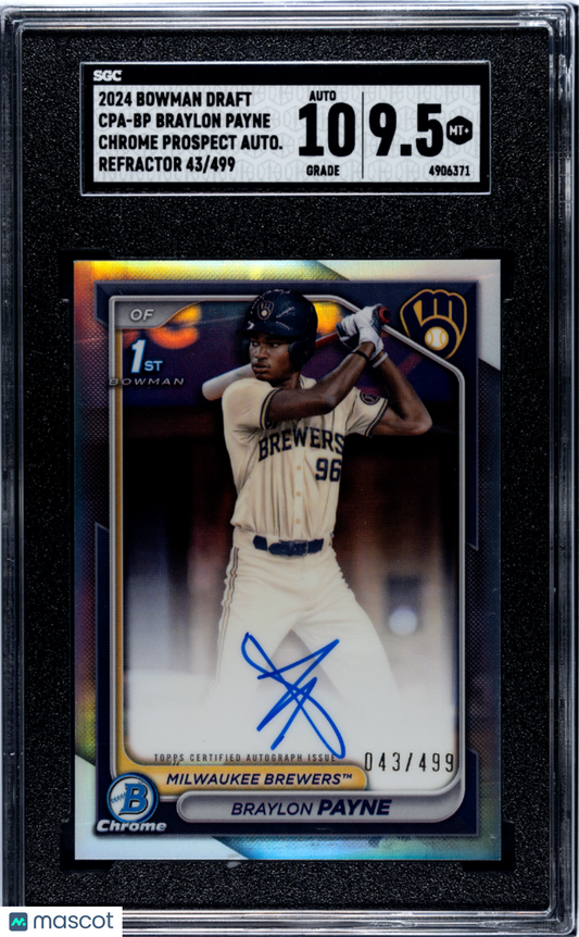2024 Bowman Draft Braylon Payne #CPA-BP Chrome AUTO #43/499 Refractor SGC 9.5