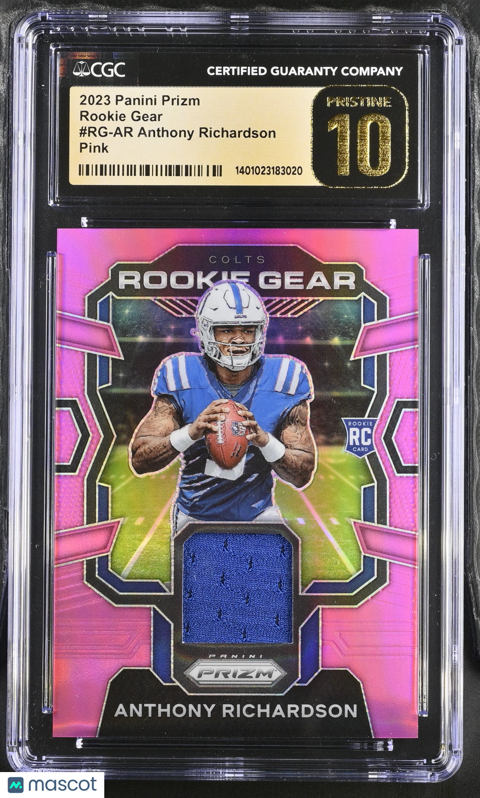 2023 Panini Prizm Anthony Richardson #RG-AR Pink Rookie Gear CGC 10 POP 1