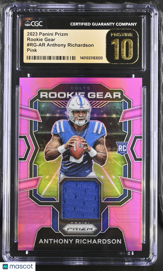2023 Panini Prizm Anthony Richardson #RG-AR Pink Rookie Gear CGC 10 POP 1