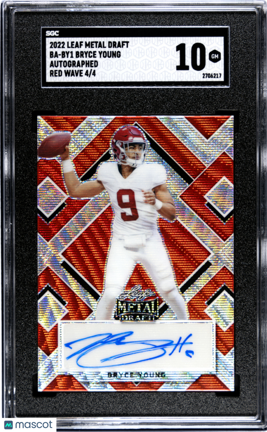 2022 Leaf Metal Draft Bryce Young #BA-BY1 AUTO #4/4 Red Wave SGC 10 POP 1