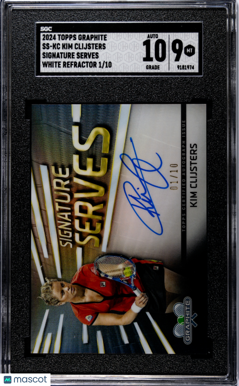 2024 Topps Graphite Kim Clijsters Signature White Refractor #1/10 POP 1 SGC 9