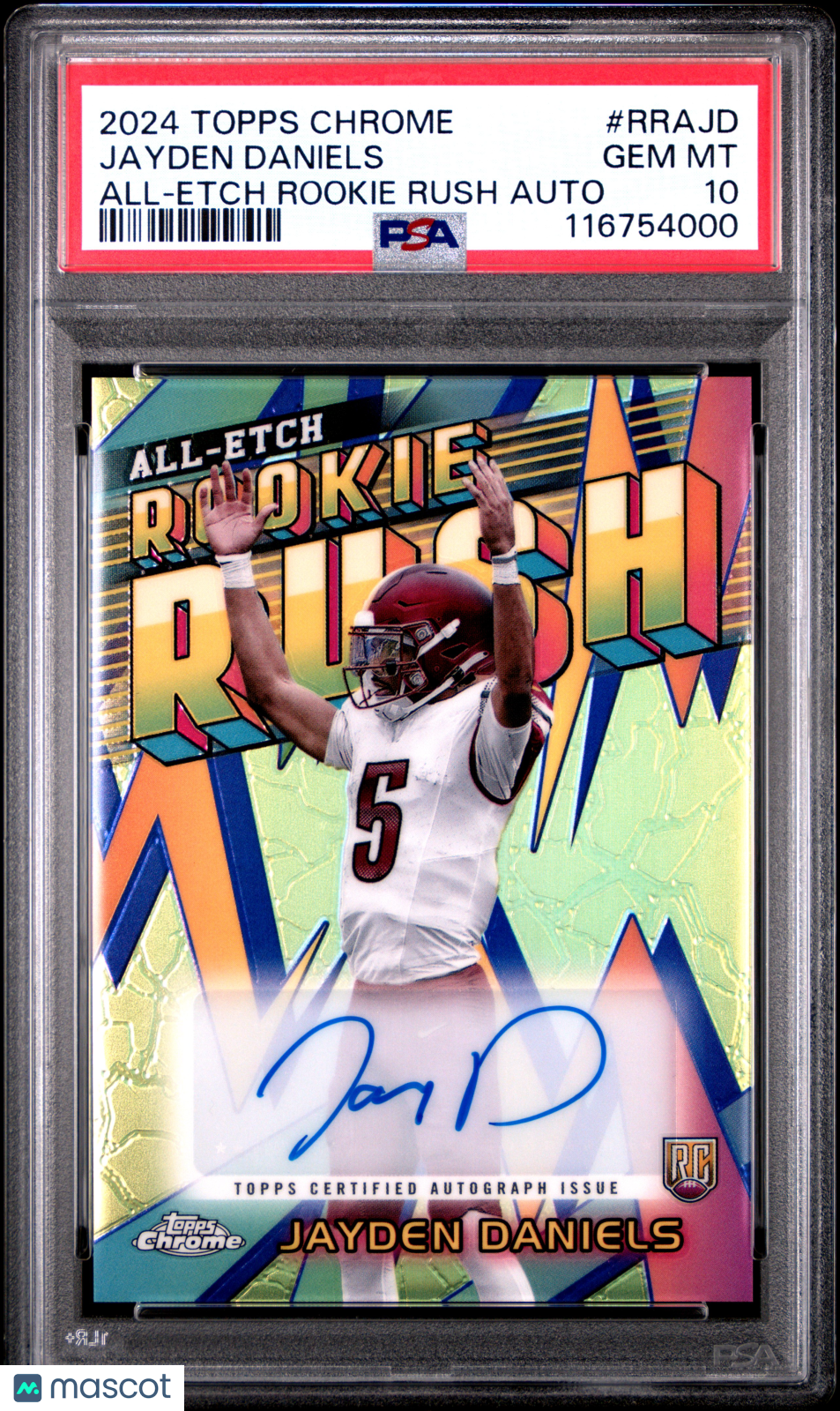 2024 Topps Chrome Chrome All-Etch Rookie Rush AUTO Jayden Daniels #RRAJD PSA 10