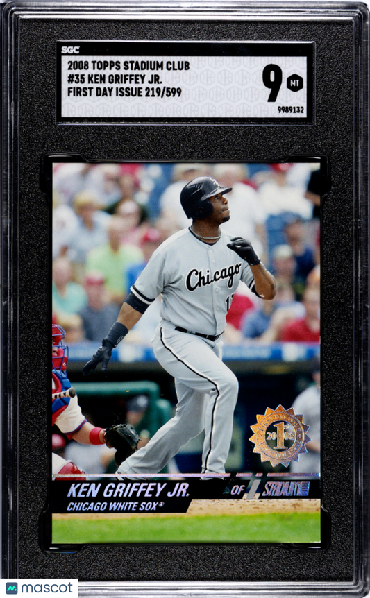2008 Topps Stadium Club Ken Griffey JR. #35 First Day Issue #/599 SGC 9 POP 1