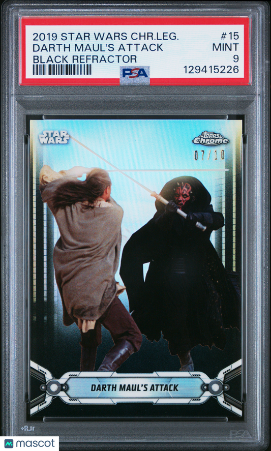 Darth Maul's Attack 2019 Topps Star Wars Chrome Legacy Black Refractor /10 PSA 9